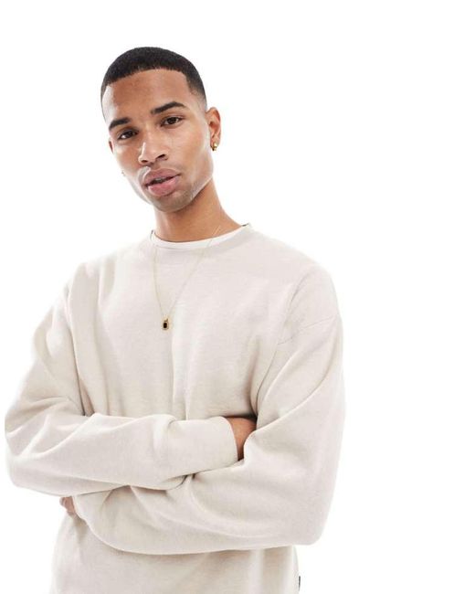 Jack & Jones Natural Oversized Compact Knitted Jumper for men