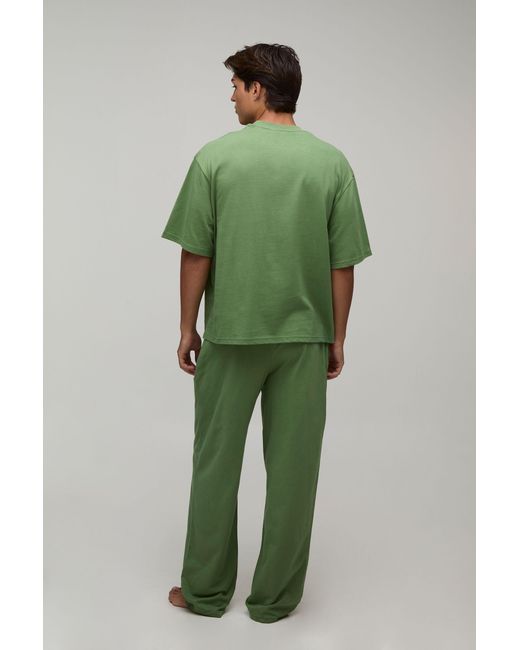 BoohooMAN Green Loungewear Oversized T-Shirt And Straight Leg Lounge Set for men