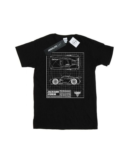 Disney Black Cars Jackson Storm Blueprint T-Shirt () Cotton for men