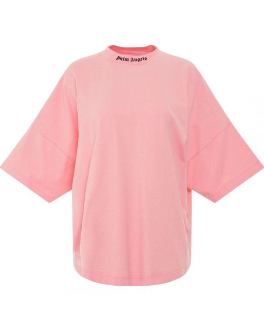 Palm Angels Pink Classic Logo Oversized T-Shirt