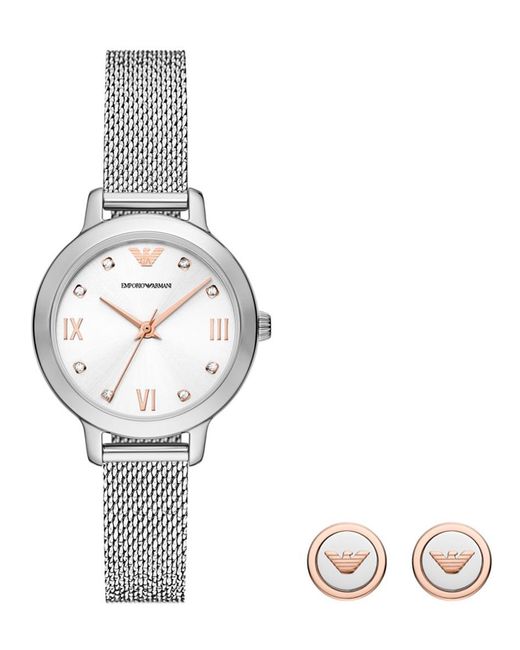Emporio Armani Metallic Cleo Watch Ar80065Set Stainless Steel (Archived)
