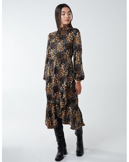 Blue Vanilla White Blouson Elasticated Wrap Midi Dress