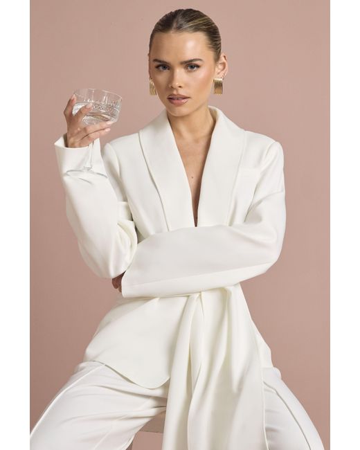 Boohoo Natural Obi Tie Waist Blazer