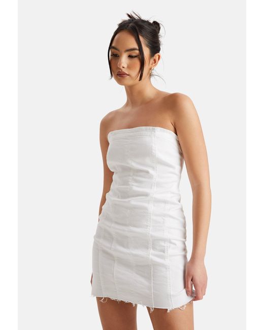 Urban Bliss White Rina Twill Bandeau Dress