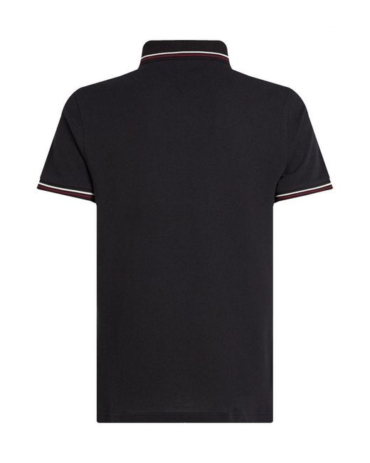 Tommy Hilfiger Black Tipped Slim Fit Polo , Size: L for men