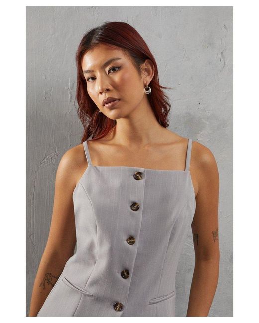 Warehouse Gray Premium Pinstripe Strappy Waistcoat