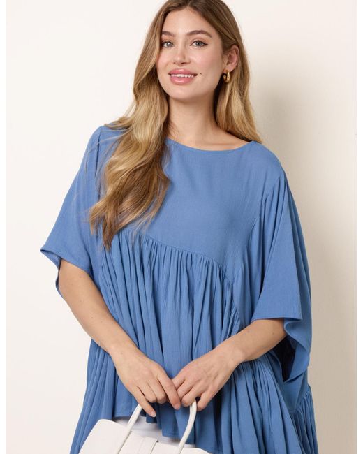 Blue Vanilla Blue Gathered Oversized Top