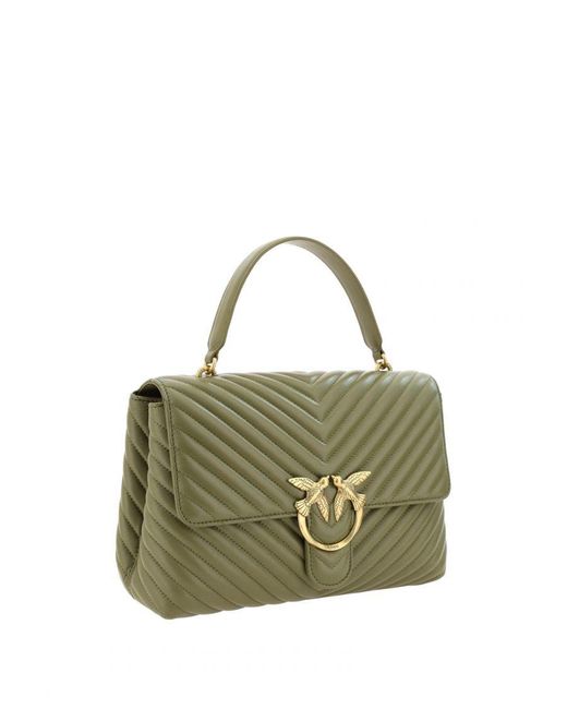 Pinko Green Quilted Leather Love Lady Handbag