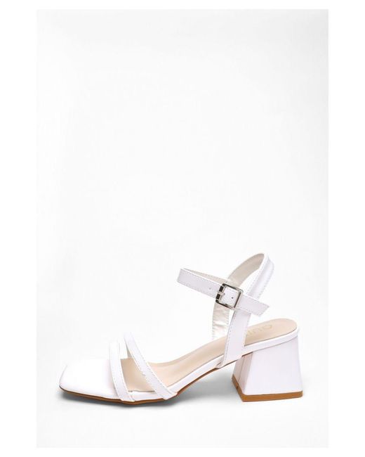 Quiz White Faux Leather Block Heel Sandal