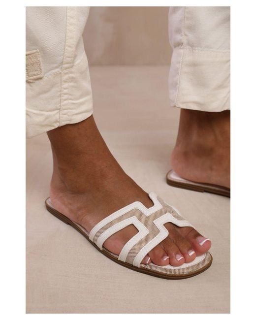 Where's That From Natural Wheres 'Surge' Cut Out Strap Flat Sandals