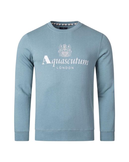 Aquascutum Blue Active Big Logo Sweatshirt Cotton for men