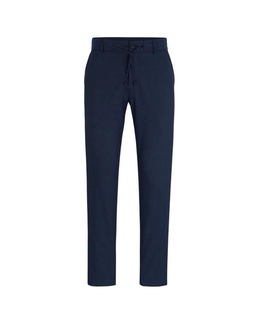 Boss Blue Genius Solid Patterned Straight Chinos for men