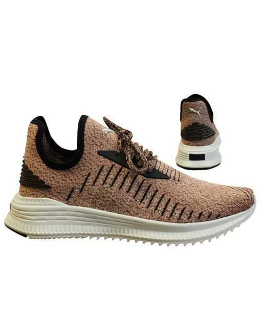PUMA Black Ignite Avid Evoknit Slip On Clay Textile Mesh Trainers for men