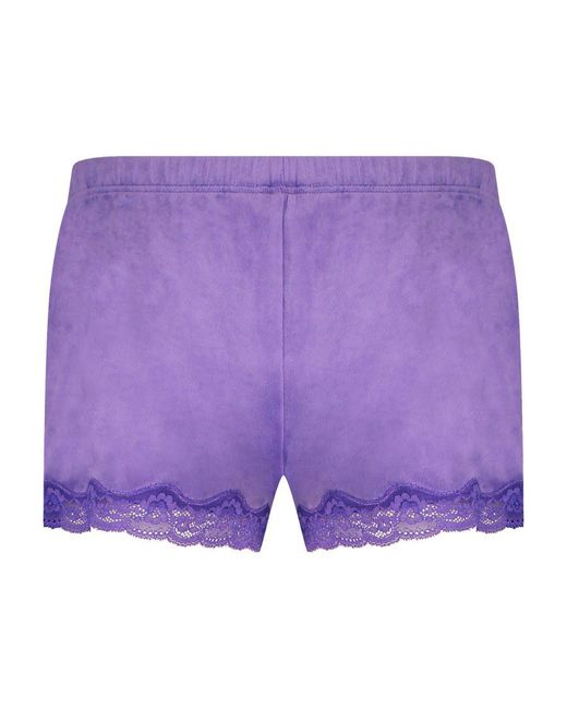 Hunkemöller Shorts Velours Lace in het Purple