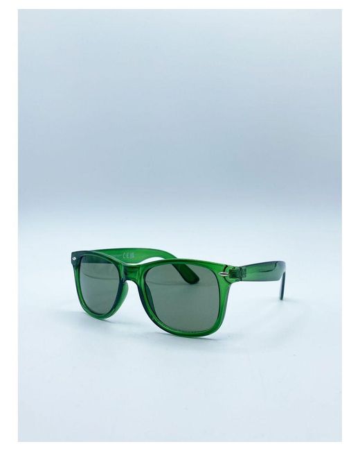 SVNX Green Wayfarer Sunglasses With Lenses for men