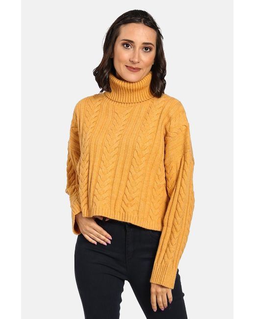 William de Faye Trui Met Rolkraag Fancy Knitting In 4 Draden in het Orange