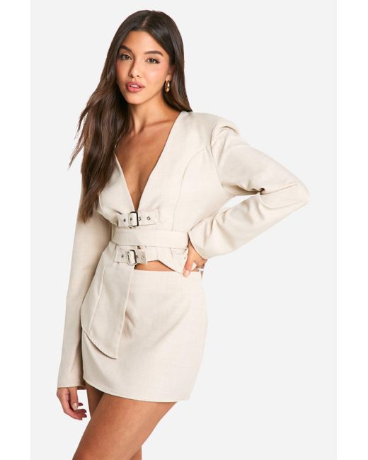 Boohoo Natural Marl Micro Mini Skirt
