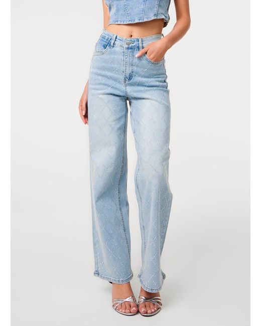 Pink Vanilla Blue Studded Diamond Jeans