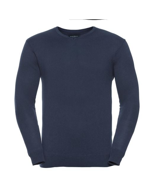 Russell Blue Collection V-Neck Knitted Pullover Sweatshirt (French) for men