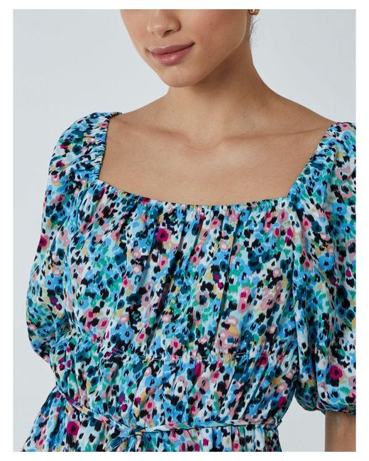 Blue Vanilla Blue Square Neck Puff Sleeve Mini Dress