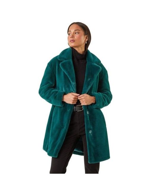 Roman Green Petite Longline Pocket Fur Coat