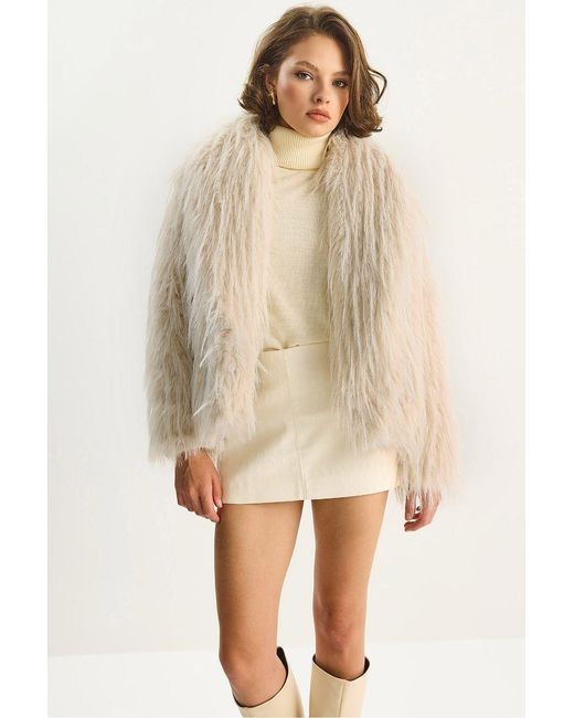 Bianco Lucci Natural Faux Fur Jacket