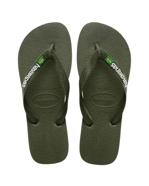 Havaianas Green Brasil Logo Dark Flip-Flops