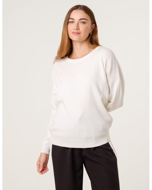 Blue Vanilla White Plain Crew Neck Jumper
