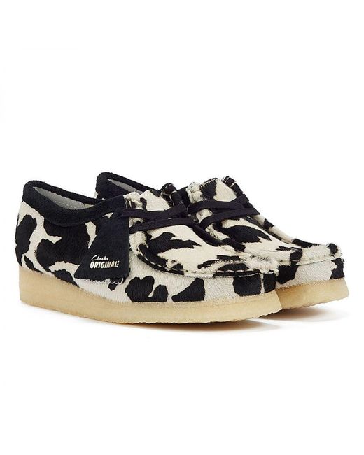 Clarks Black Wallabee Cow Print Shoes
