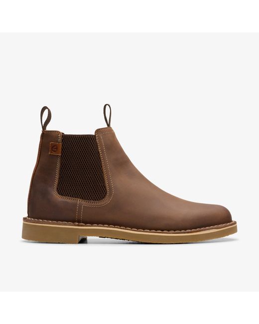 Clarks Brown Shepton Easy Beeswax Leather Boots for men