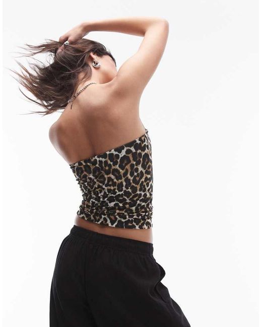 TOPSHOP Black Leopard Print Bandeau