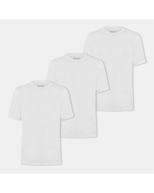 Boss White Regular Fit Crew Neck Short Sleeve T-Shirt for men