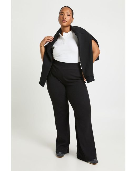 Boohoo Black Plus Basic Rib Flared Legging