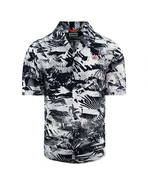 Timberland Black Stretch Regular Fit Short Sleeve Floral Summer Shirt A21A6 Ae8 for men
