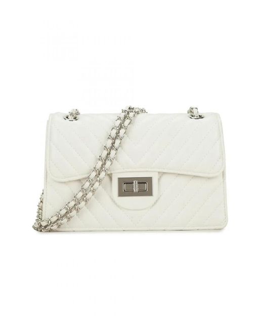 Where's That From White 'Cotton' Crossbody Bag With Chain Detail