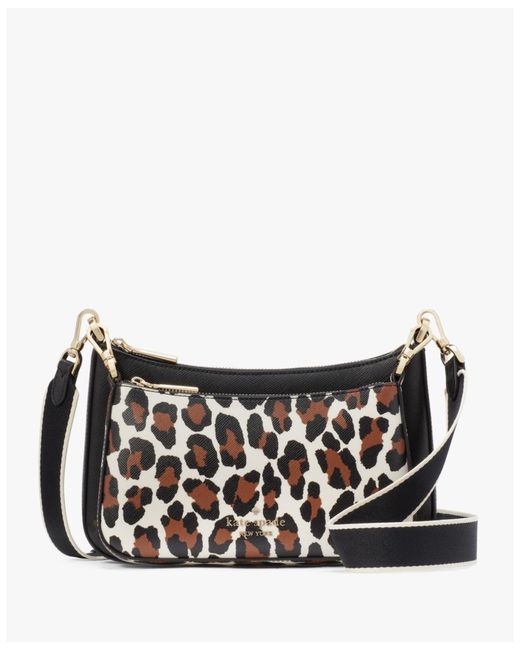 Kate Spade Black Duet Spotted Leopard Printed Small Crossbody