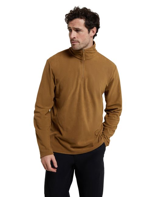 Mountain Warehouse Brown 'Camber Ii' Half Zip Fleece Top Antipill Breathable Casual Winter Sweater for men