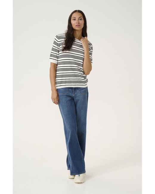 Kaffe Pullover Regular Fit Offwhite in het Blue