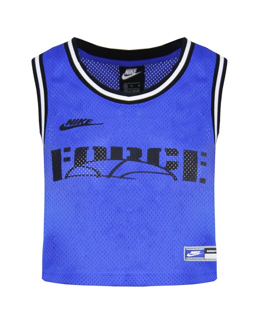 Nike Blue Loose Fit Jersey Sleeveless Sisterhood Crop Top Cu6786 405