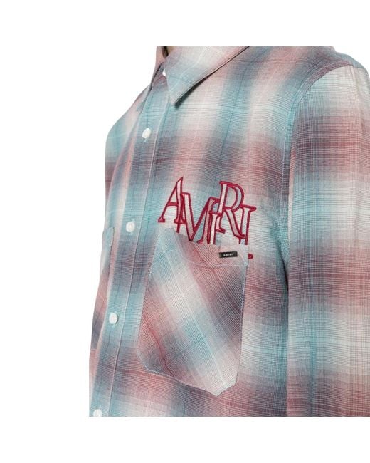 Amiri Blue Staggered Plaid Flannel for men