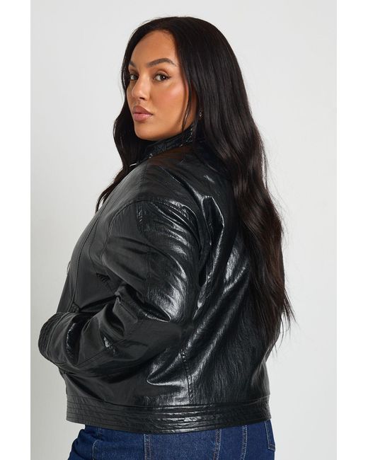 Boohoo Blue Plus Faux Leather Oversized Jacket