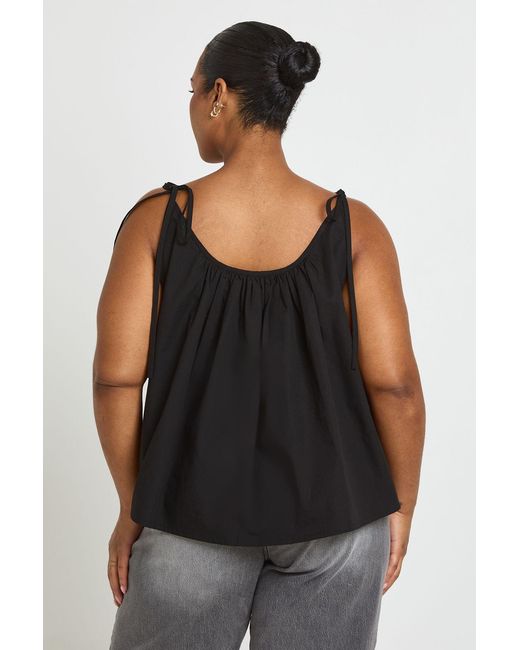 Boohoo Black Plus Scoop Neck Tie Shoulder Cami Top