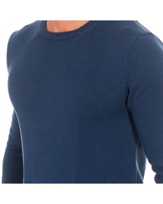 Hackett Blue Long-Sleeved Round Neck Sweater Hm701752 for men