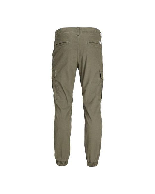 Jack & Jones Green Cuffed Cargo Pants Slim Fit for men