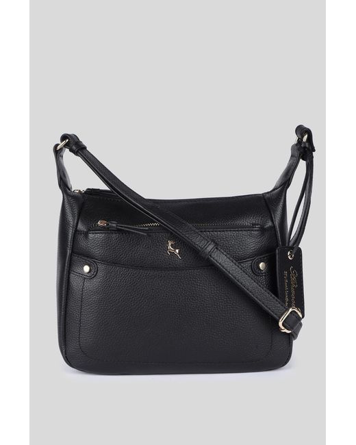Ashwood Leather Black 'Classico Napoli' Real Top Zip Crossbody Bag