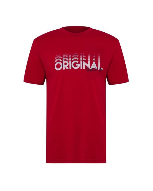 Original Penguin Red Lettering Crew Neck T-Shirt for men