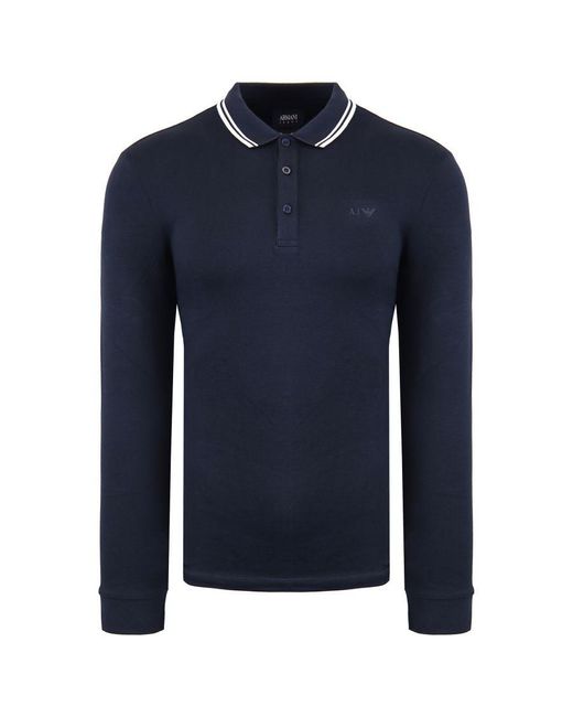 Armani Jeans Blue Navy Polo Shirt Cotton for men