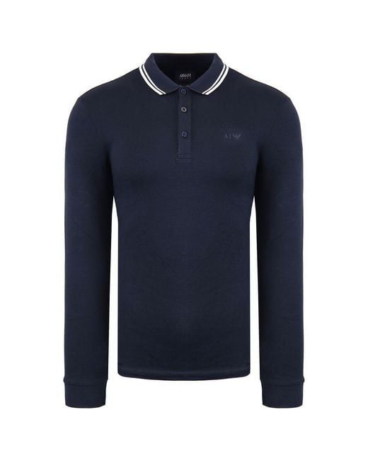 Armani Jeans Blue Polo Shirt Cotton for men