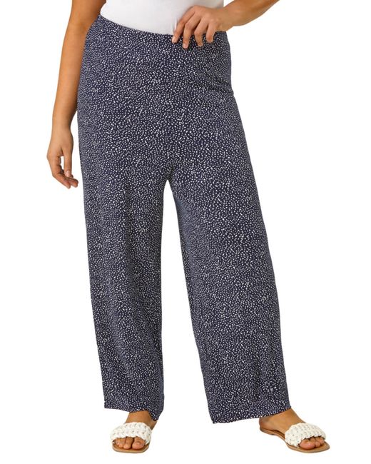 Roman Blue Curve Abstract Spot Print Palazzo Trouser