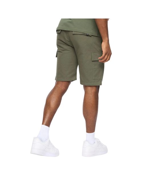 Crosshatch Green Utilate Elasticated Waist Cargo Shorts (Thyme) for men